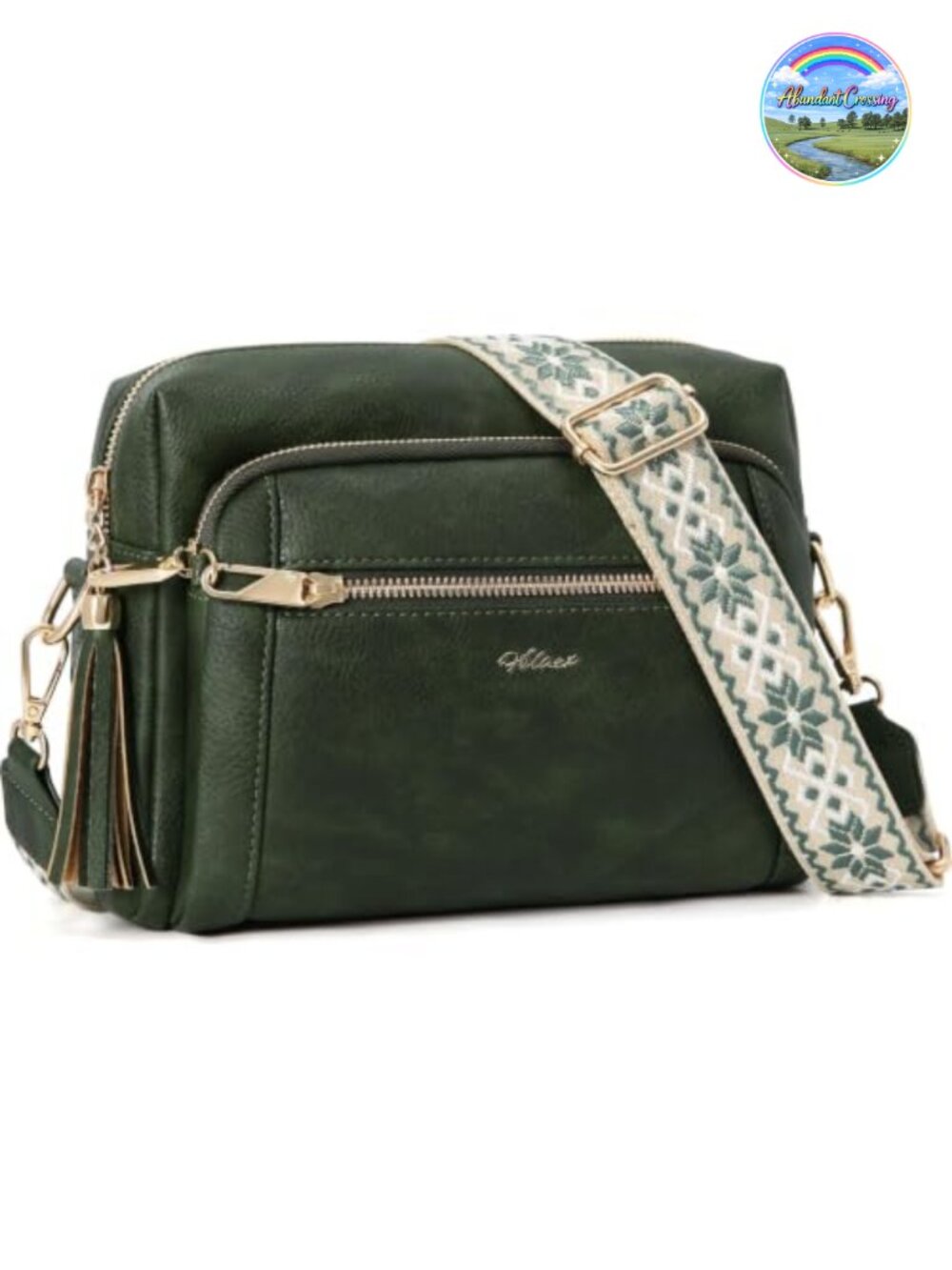 Vegan Leather Crossbody Bag Anti-Theft Multi-Zip Purse Tassel